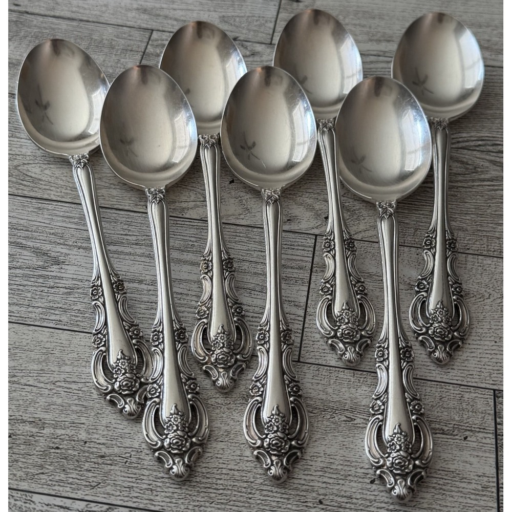 Oneida Community SILVER ARTISTRY Silverplate 1965 7 Dinner Oval Soup Spoons